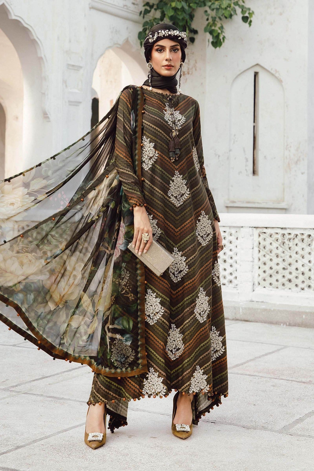 MARIA B | M.PRINTS | EMBROIDERED CAMBRIC SUIT | MPT-2705-B | A