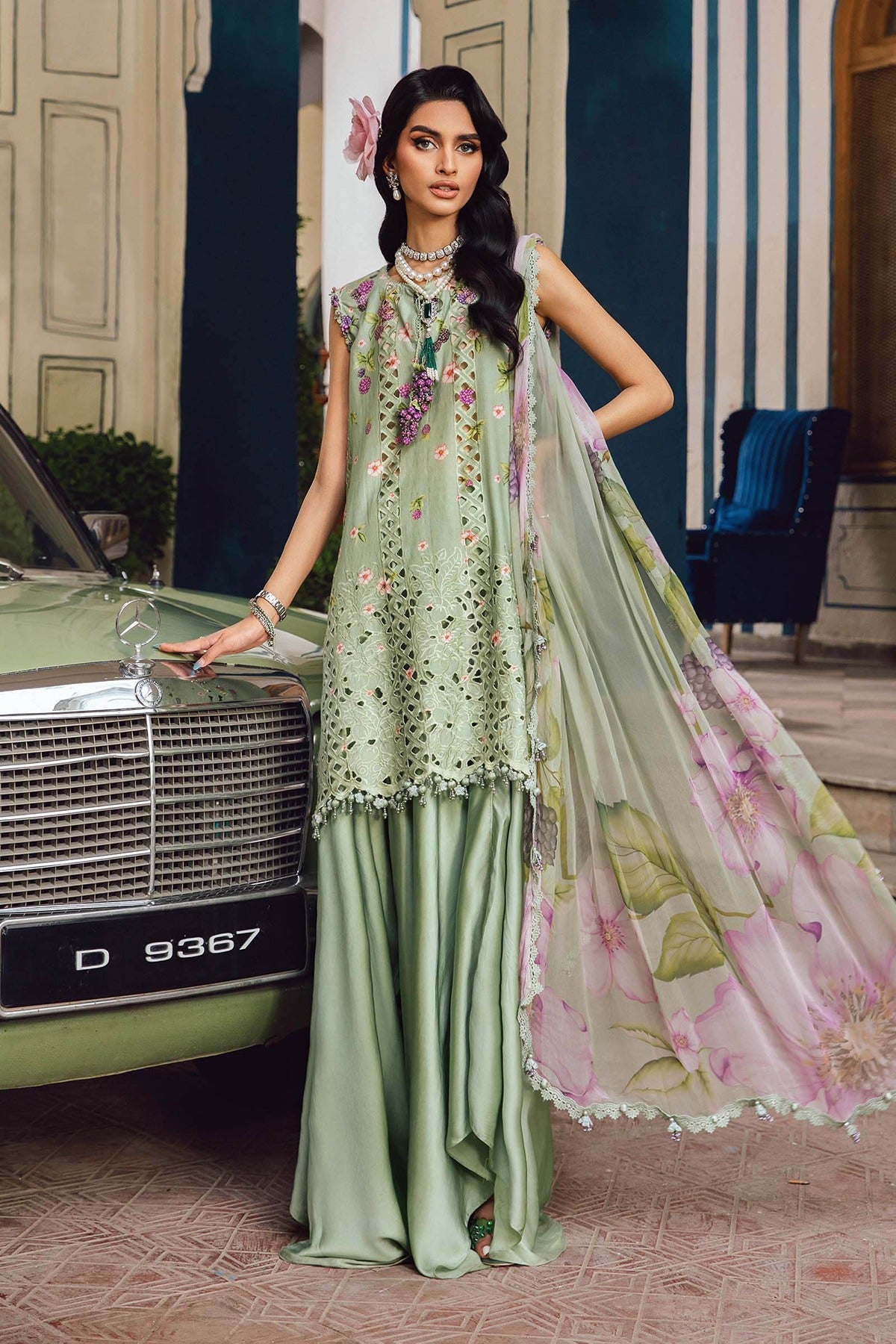 MARIA B | M.PRINTS | EMBROIDERED CAMBRIC SUIT | MPT-2706-A
