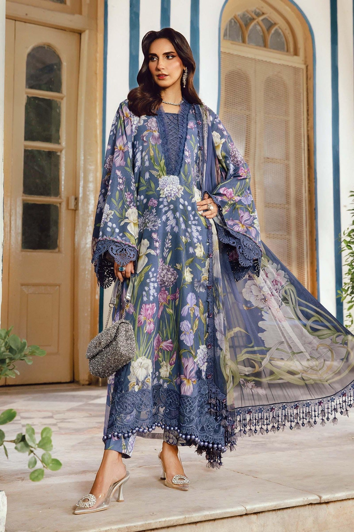 MARIA B | M.PRINTS | EMBROIDERED CAMBRIC SUIT | MPT-2708-B
