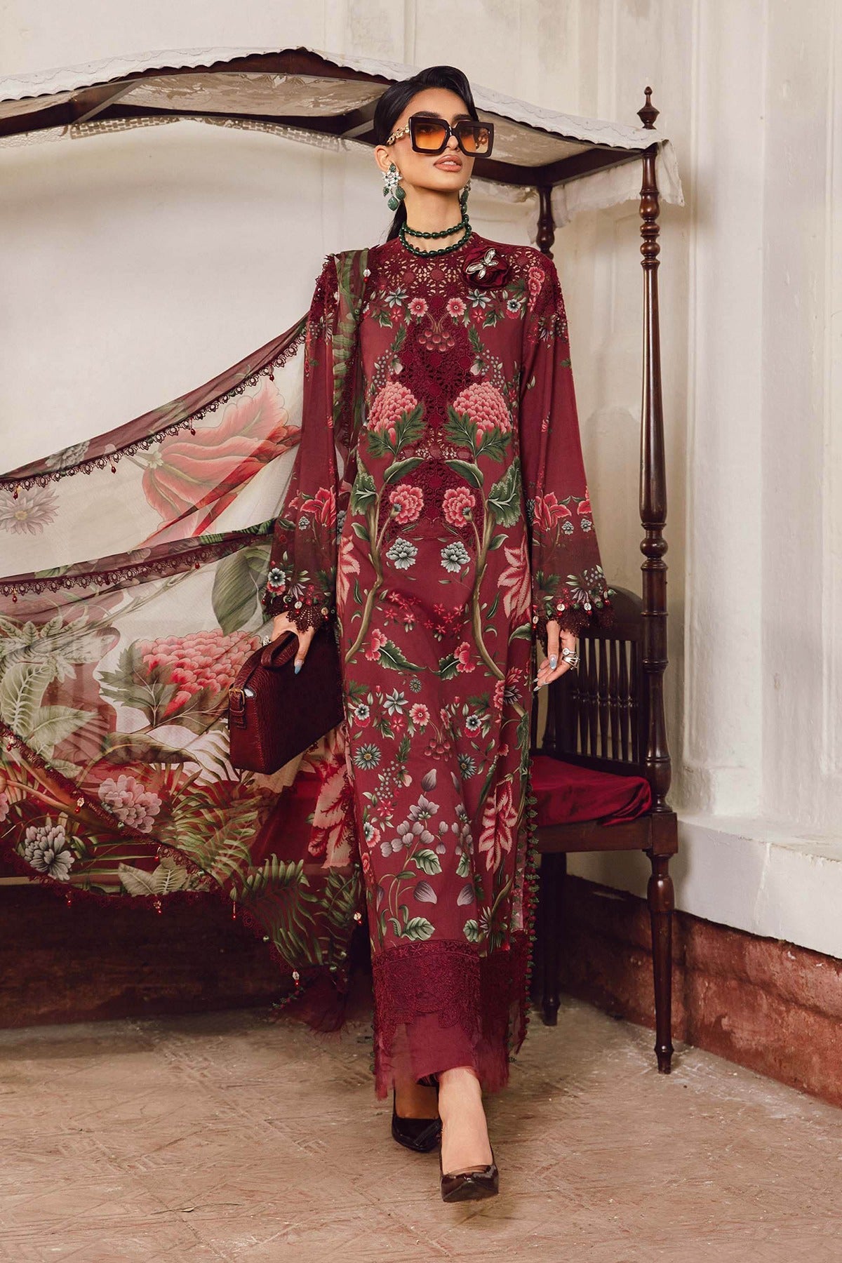 MARIA B | M.PRINTS | EMBROIDERED CAMBRIC SUIT | MPT-2709-A