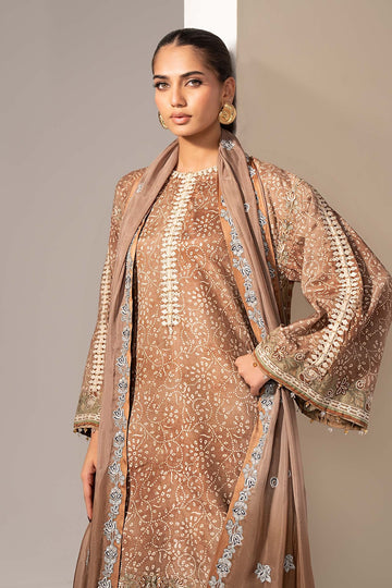 MARIA B | EID COLLECTION FORMALS | 3 PIECE EMBROIDERED SILK SUIT | MST-EF26-18-BROWN