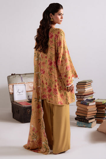 CROSS STITCH | KHADDAR-LINEN-MARINA'25 | MUSTARD ORCHID