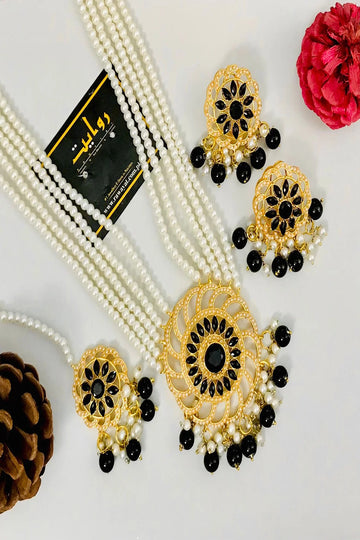 RAWAYAT | JEWELLERY | MADIHA RANI MALA SET (BLACK)