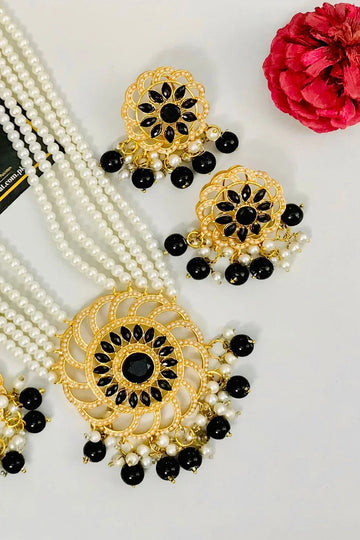 RAWAYAT | JEWELLERY | MADIHA RANI MALA SET (BLACK)