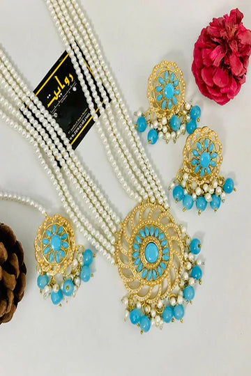 RAWAYAT | JEWELLERY | MADIHA RANI MALA SET (FEROZI)