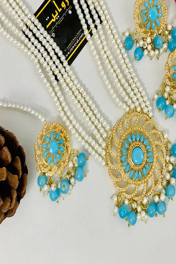 RAWAYAT | JEWELLERY | MADIHA RANI MALA SET (FEROZI)
