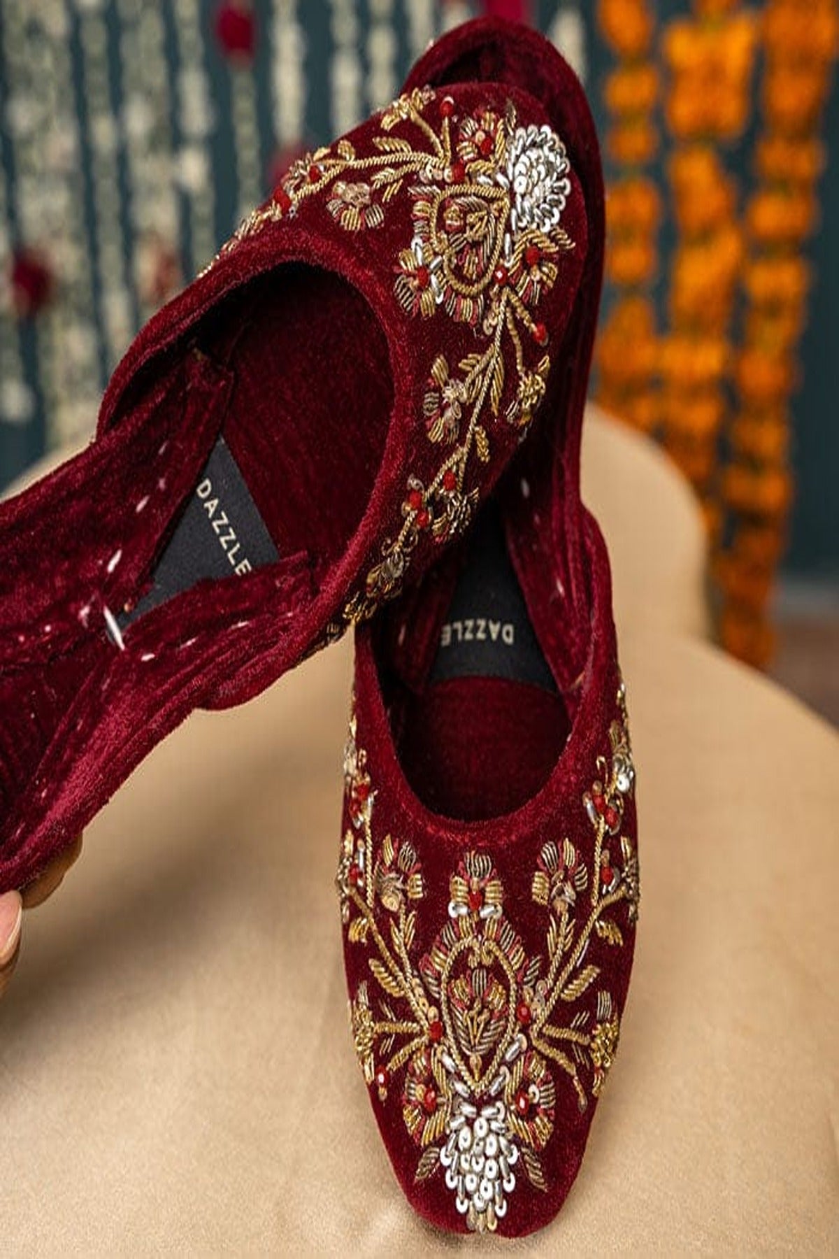 DAZZLE | KHUSSA SHOES | MIDNIGHT GLAM (MAROON)