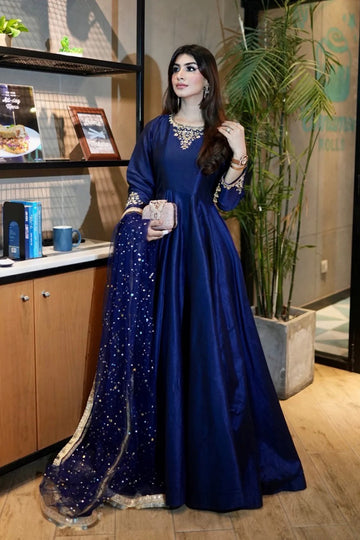 MAHNOOR MUJTABA | LUXURY PRET | MIDNIGHT BLUE PISHWAS