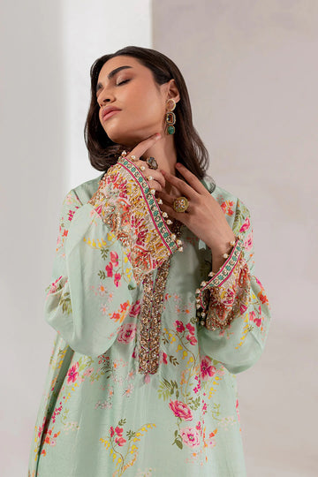 AMMARA KHAN | KAFTAN | MINT BLOOM KAFTAN (D-17)