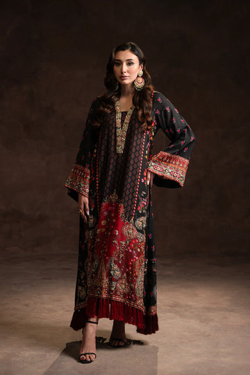 AMMARA KHAN | KAFTAN | MULTI TASSEL BLACK KAFTAN (D-01)