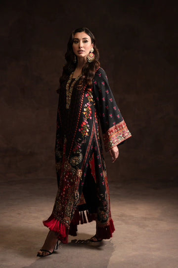 AMMARA KHAN | KAFTAN | MULTI TASSEL BLACK KAFTAN (D-01)