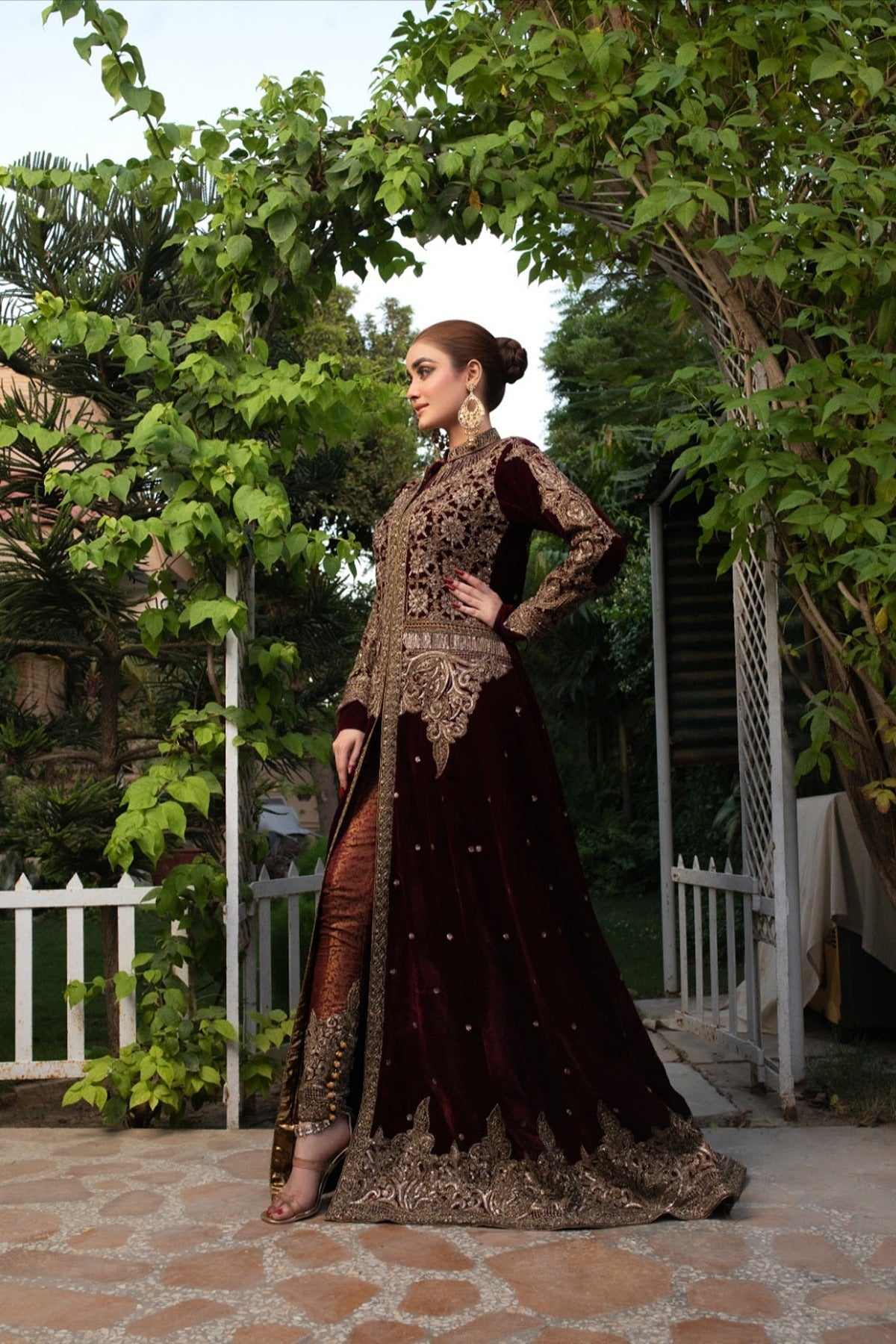 NAKOOSH | BRIDAL | NB-005 MAROON VELVET FORMAL 3PC OUTFIT