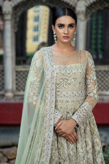 NAKOOSH | BRIDAL | NB-2983 MINT ANARKALI 3PC STITCHED SUIT