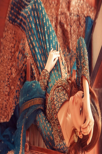 NAKOOSH | BRIDAL | NB-4086 TEAL GREEN STITCHED 3PC STITCHED SUIT