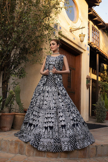 NAKOOSH | BRIDAL | NB-4581 NAVY BLUE LEHNGA CHOLI STITCHED DRESS