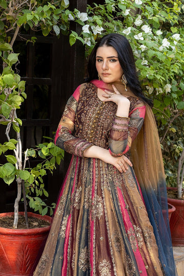 NAKOOSH | BRIDAL | NB-5130 MULTI MAXI 3PC STITCHED DRESS