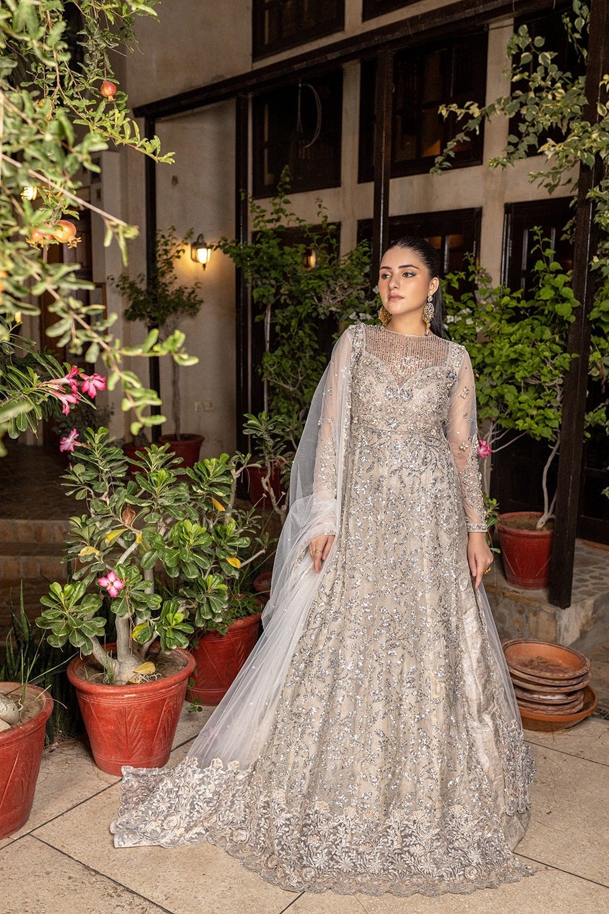 NAKOOSH | BRIDAL | NB-5357 SILVER 3PC STITCHED DRESS