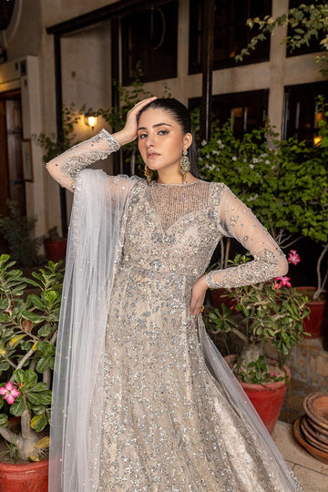 NAKOOSH | BRIDAL | NB-5357 SILVER 3PC STITCHED DRESS