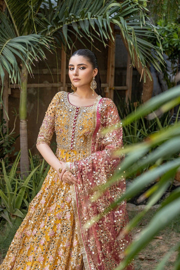 NAKOOSH | BRIDAL | NB-5363 YELLOW 3PC STITCHED DRESS