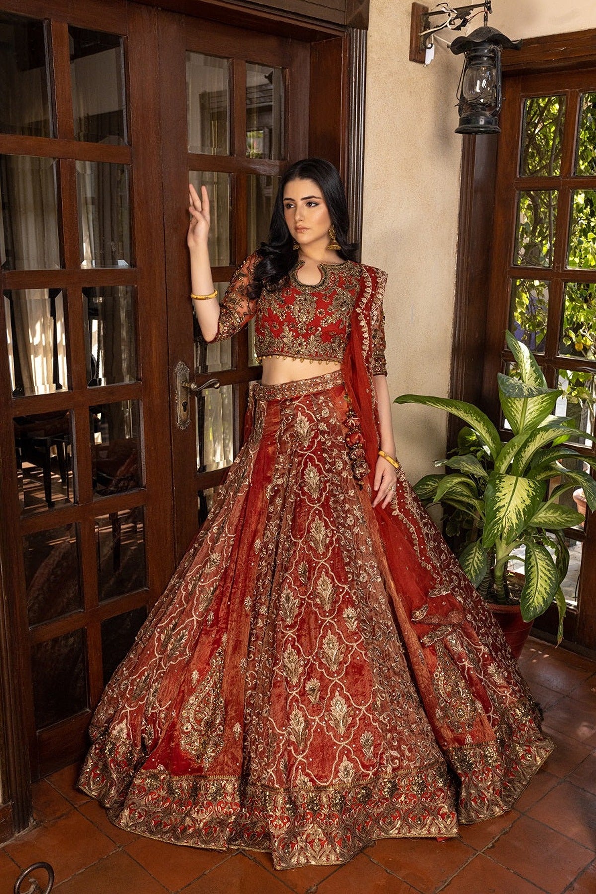 NAKOOSH | BRIDAL | NB-5565 MAROON FORMAL 3PC STITCHED DRESS