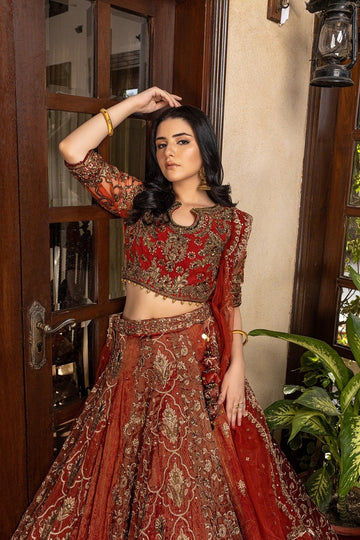 NAKOOSH | BRIDAL | NB-5565 MAROON FORMAL 3PC STITCHED DRESS