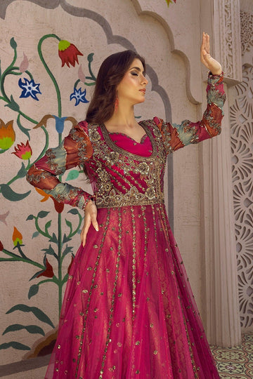 NAKOOSH | BRIDAL | NB-5775 SHOCKING PINK STITCHED FORMAL 3PC SUIT