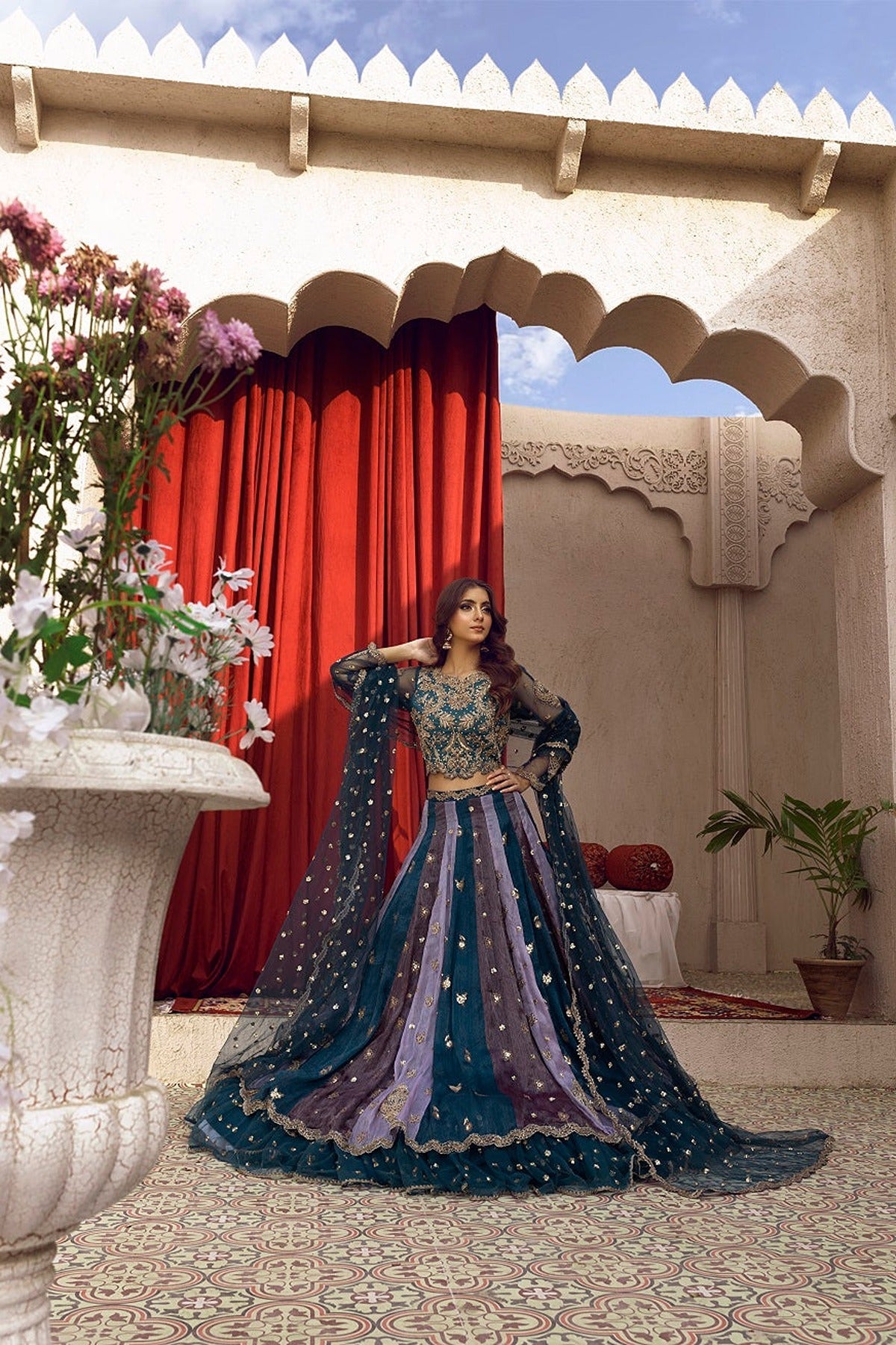 NAKOOSH | BRIDAL | NB-5778 SEA GREEN MULTI MAISORI STITCHED 3PC SUIT