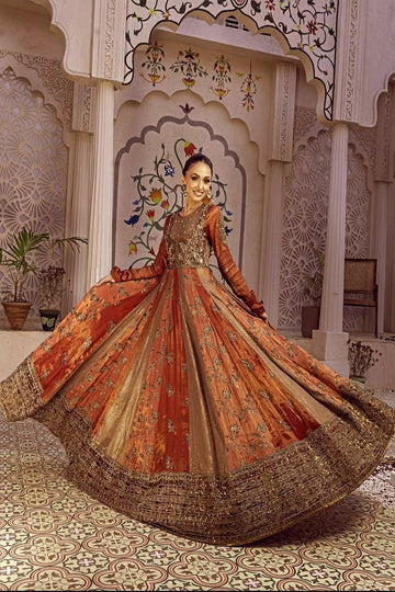 NAKOOSH | BRIDAL | NB-5787 MAROON ANARKALI FORMAL STITCHED 3PC SUIT