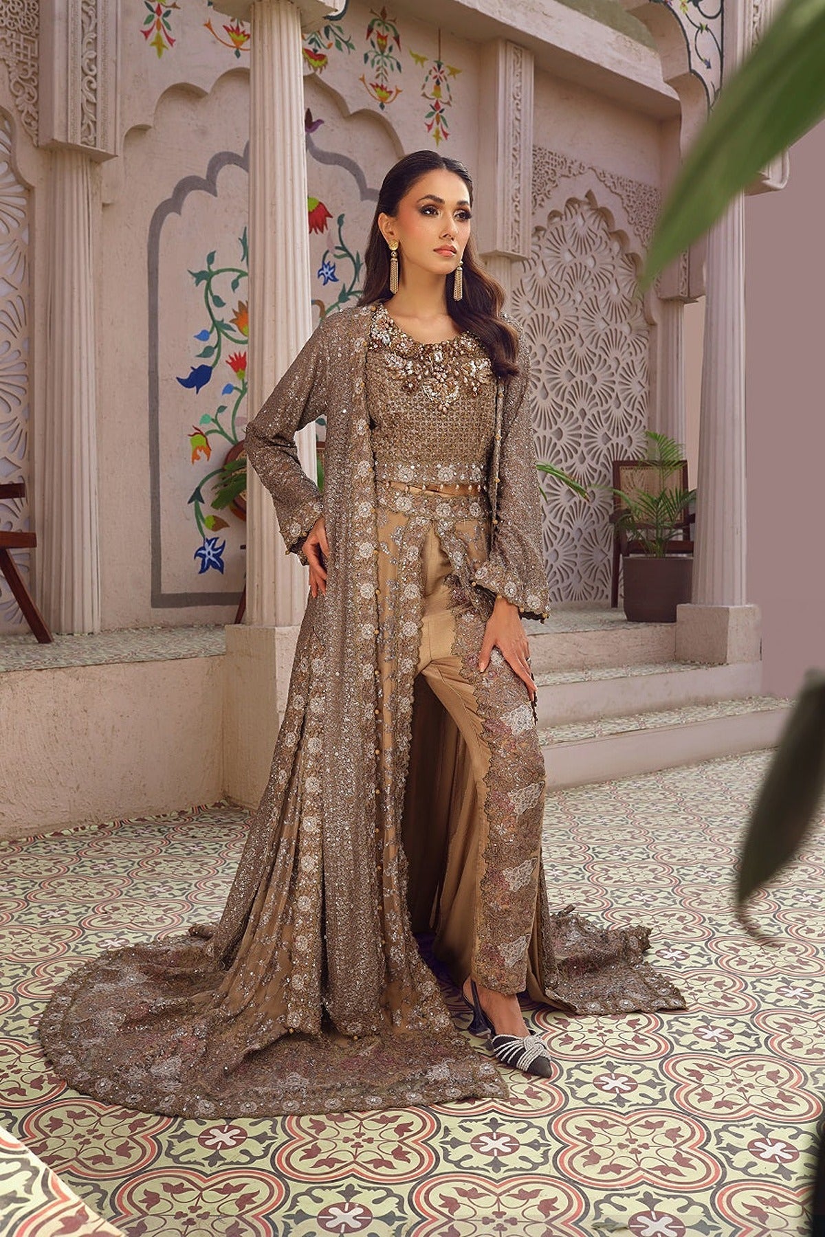 NAKOOSH | BRIDAL | NB-5852 ANTIQUE GOLD FORMAL STITCHED 3PC SUIT