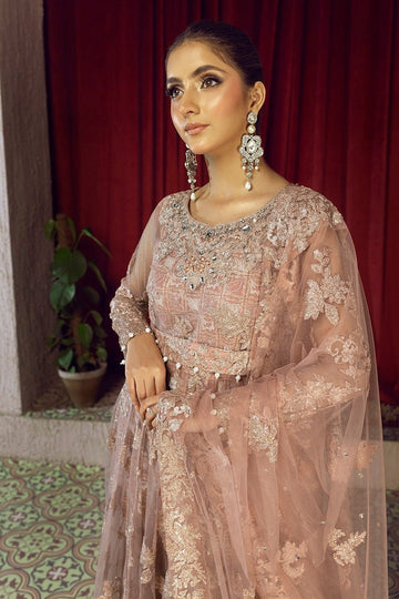 NAKOOSH | BRIDAL | NB-6077 PEACH SHORT & LONG 3PC STITCHED SUIT