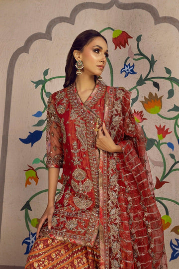 NAKOOSH | BRIDAL | NB-6079 MAROON SHORT FORMAL 3PC STITCHED SUIT