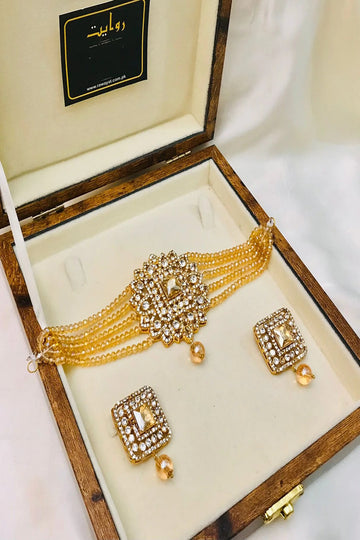 RAWAYAT | JEWELLERY | NEELUM SET (GOLDEN)
