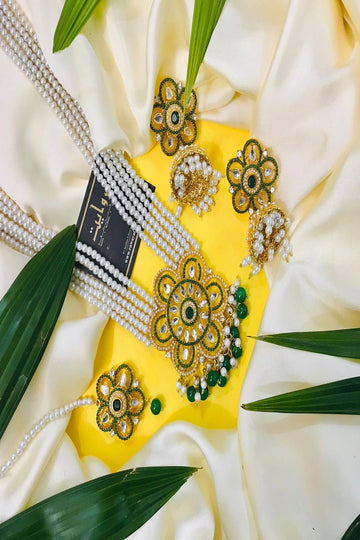 RAWAYAT | JEWELLERY | NOOR RANI MALA SET (GREEN)