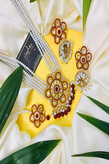 RAWAYAT | JEWELLERY | NOOR RANI MALA SET (MAROON)