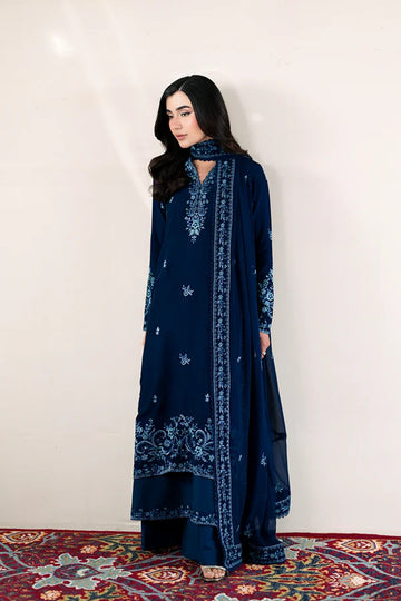 ZAIB | READY TO WEAR SS 2026 | NAVY BLUE LUXURY EMBROIDERED LAWN 3PCS SET (NPA3-26414)
