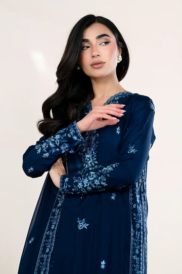 ZAIB | READY TO WEAR SS 2026 | NAVY BLUE LUXURY EMBROIDERED LAWN 3PCS SET (NPA3-26414)