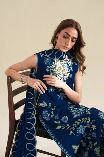 ZAIB | READY TO WEAR SS 2026 | DEEP BLUE LUXURY EMBROIDERED 3PCS SET (NPA3-26426)