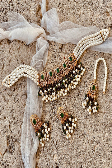 KOH-E-GEM | JEWELLERY | NAQSH-E-JAHAN CHOKER - GREEN