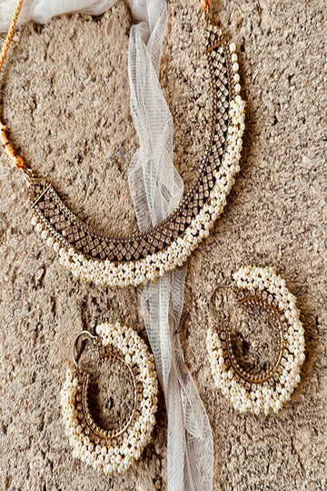 KOH-E-GEM | JEWELLERY | NARGIS PEARL GAJRA SET