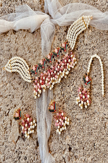 KOH-E-GEM | JEWELLERY | NAULAKHA CHOKER SET – PINK