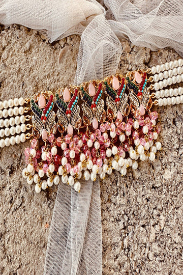 KOH-E-GEM | JEWELLERY | NAULAKHA CHOKER SET – PINK