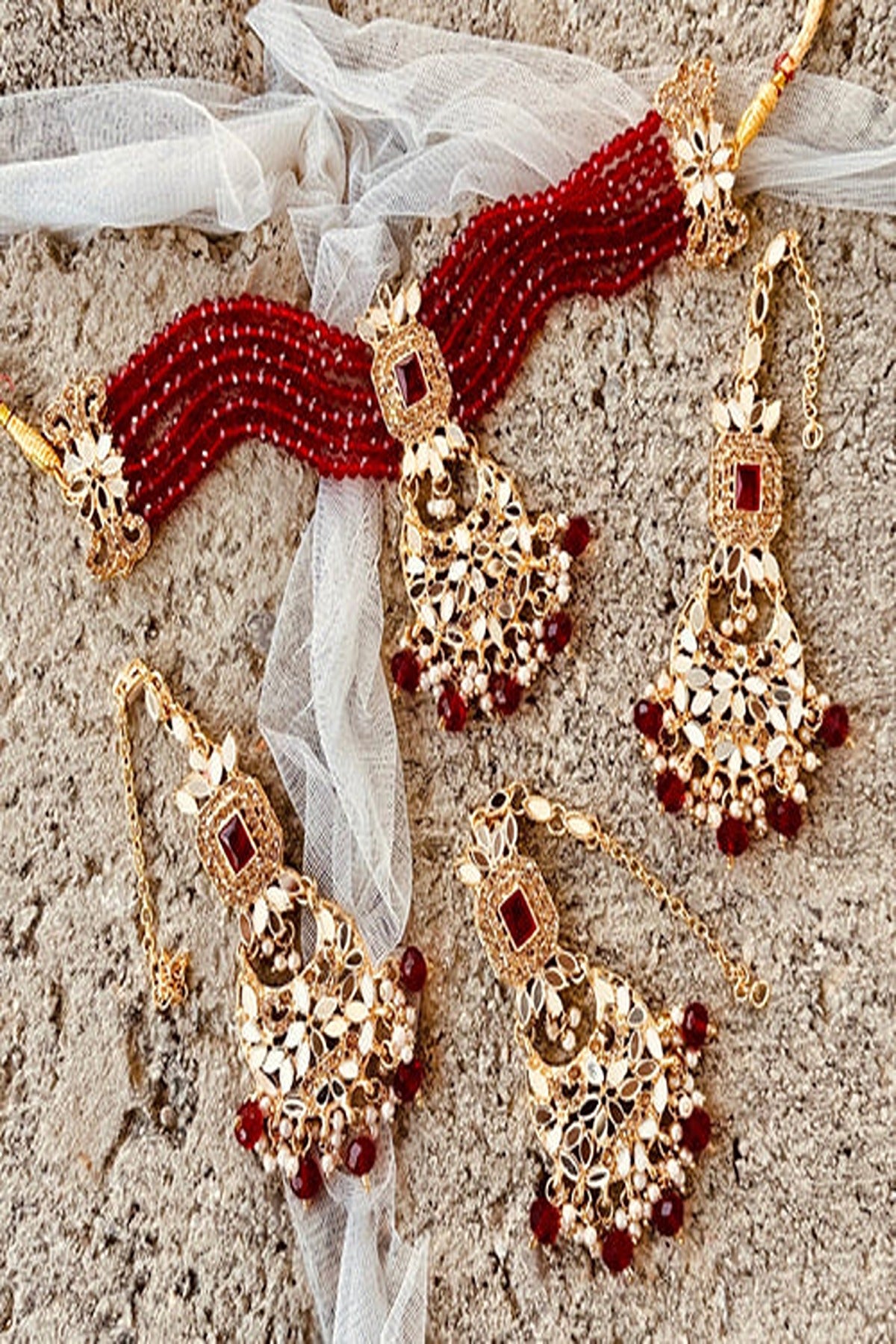 KOH-E-GEM | JEWELLERY | NOOR CHOKER SET - MAROON