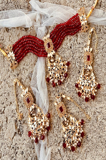 KOH-E-GEM | JEWELLERY | NOOR CHOKER SET - MAROON