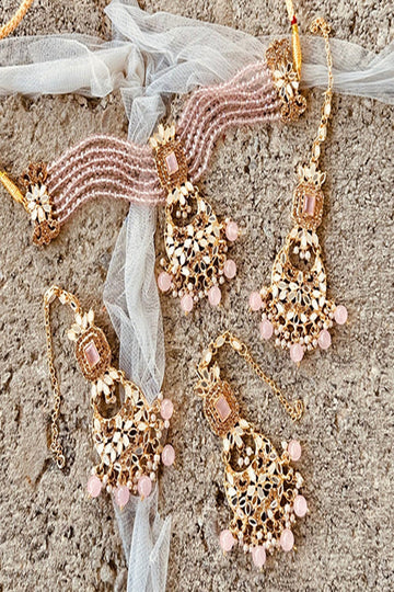 KOH-E-GEM | JEWELLERY | NOOR CHOKER SET - PINK