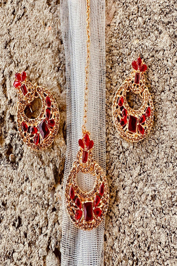 KOH-E-GEM | JEWELLERY | NOORÉH NECKLACE SET - MAROON
