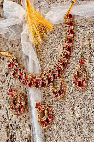 KOH-E-GEM | JEWELLERY | NOORÉH NECKLACE SET - MAROON