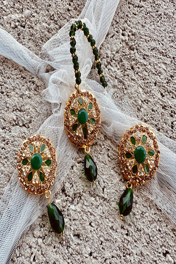 KOH-E-GEM | JEWELLERY | NUREH – DELICATE CHOKER SET - GREEN