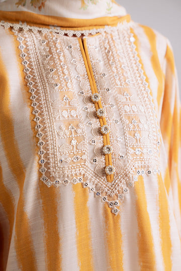CROSS STITCH | KHADDAR-LINEN-MARINA'25 | OCHRE BLISS