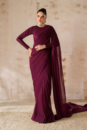 BAROQUE | PRET | PLAIN CHIFFON SAREE EN-1221