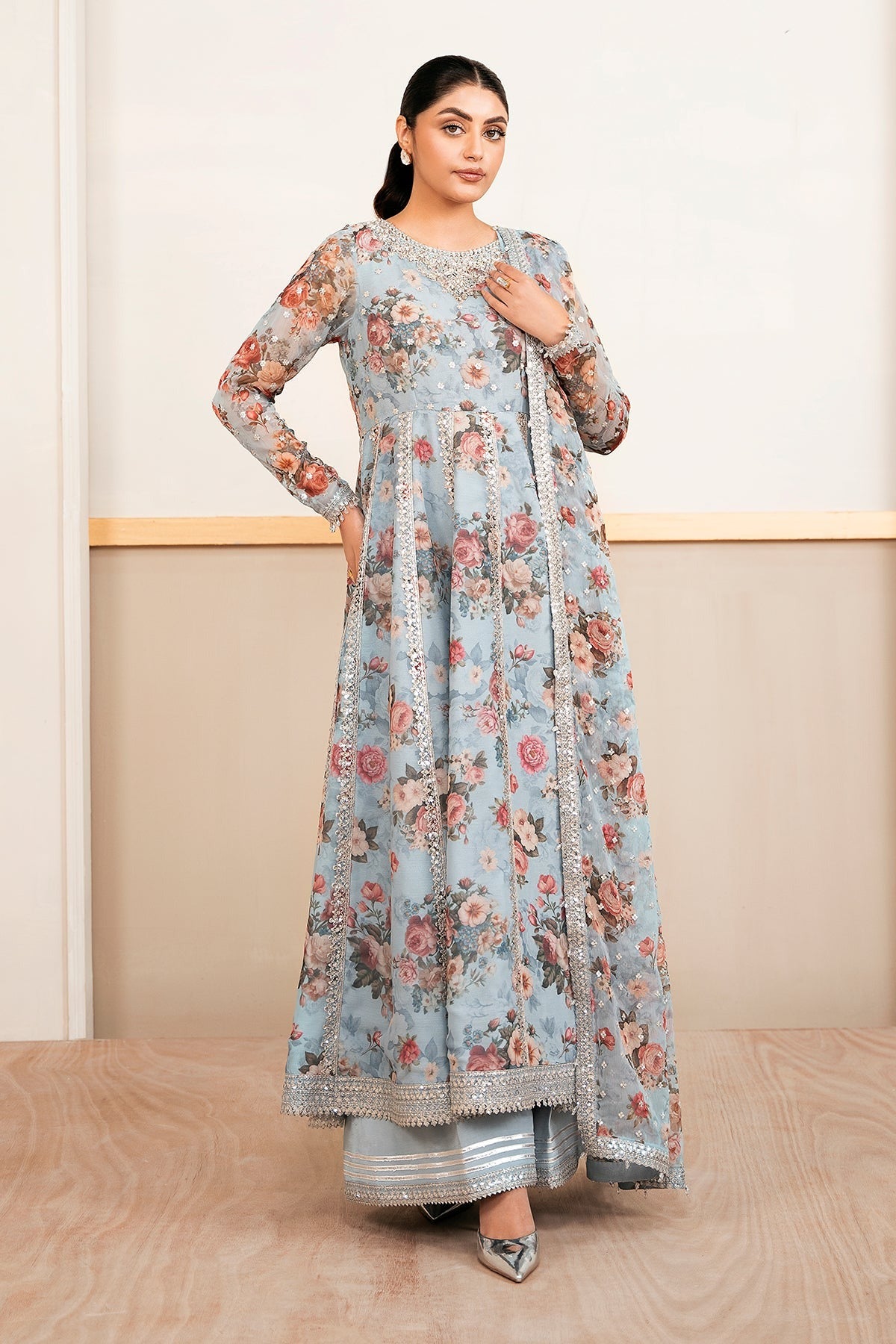 BAROQUE | PRET | EMBELLISHED PRINTED CHIFFON PR-1058